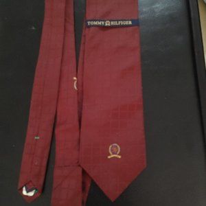 Tommy Hilfiger Men's Red Silk Logo Tie